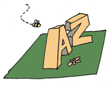 A drawing of block letters spelling out 'AZ'